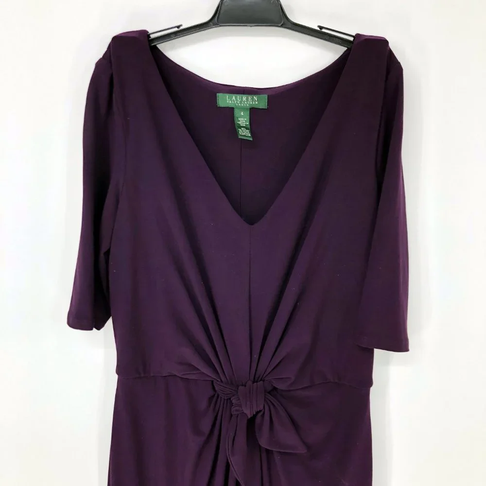 Lauren Ralph Lauren Purple Bow Front Sheath Dress - Picture 3 of 7